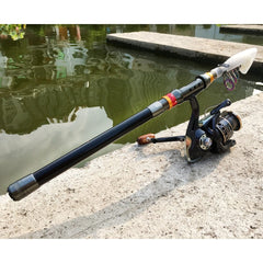 1.8-3.6M telescopic fishing rod combo spinning reel fishing set carp fishing rod reel kit