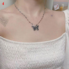 Gothic Butterfly Pendant Necklace for Women Choker Aesthetic Grunge Chain accessories IGIRL Indie Collar Jewelry Friends Gift