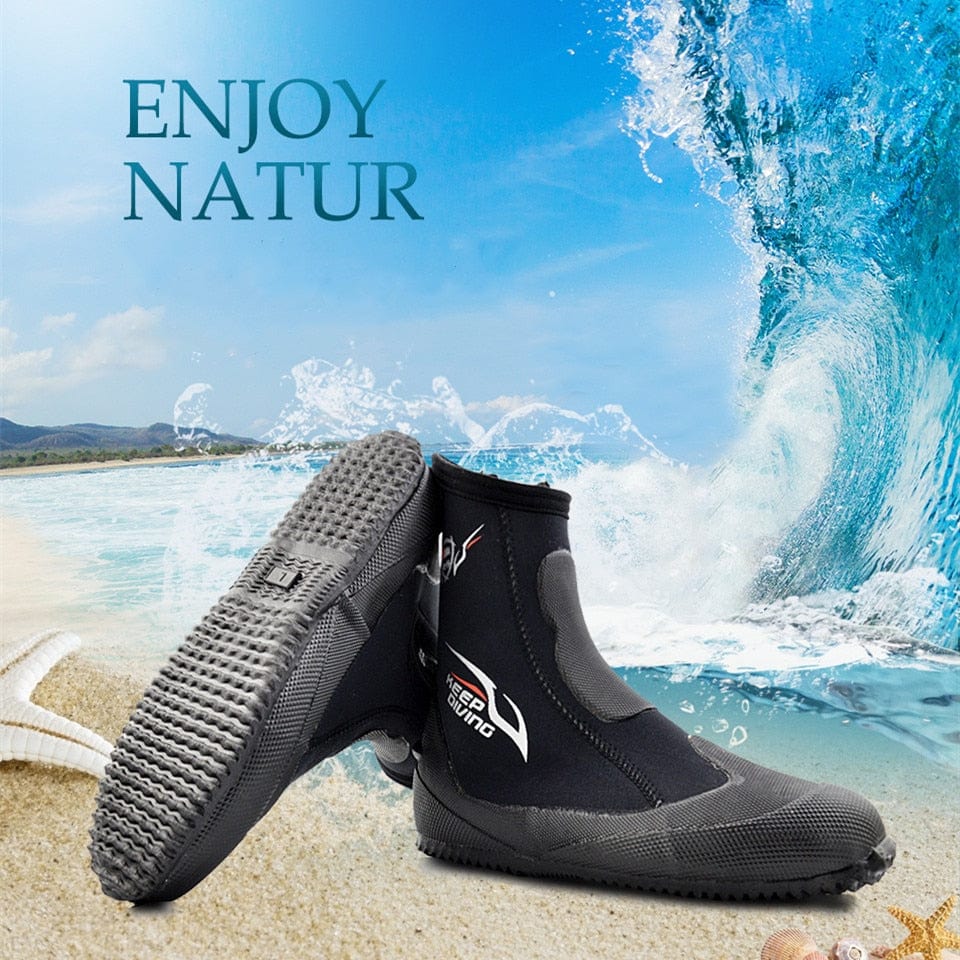 KEEP DIVING 5MM Neoprene Scuba Diving Boots Water Shoes Vulcanization Winter Cold Proof High Upper Warm Fins Spearfishing Shoes
