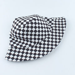 2023 New Brand Black White Plaid Check Bucket Hats Fishing Caps Women Mens Reversible Fisherman Hat