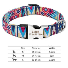 Customized Printed Pet Collar Nylon Dog Collar Personalized Free Engraved Puppy ID Name Collar for Small Medium Large Dogs Pug - Wowza