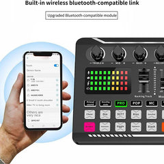 Mixing Desk Sound Card and Audio Interface with DJ Mixer Effects and Voice Changer,Bluetooth Stereo Audio for Youtube Streaming