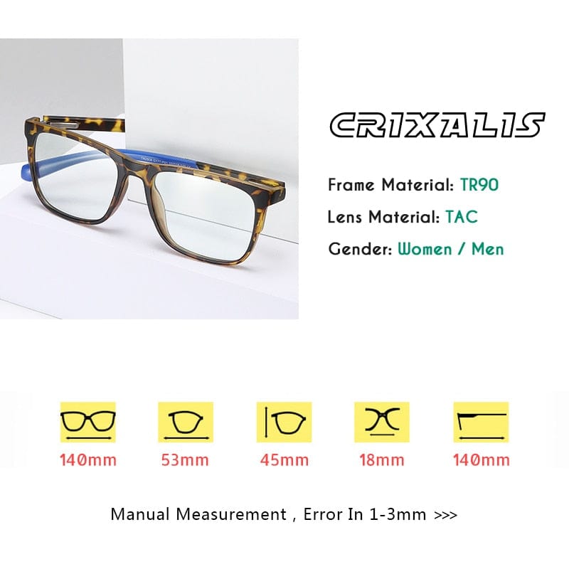 CRIXALIS Ultralight Blue Light Blocking Glasses Men Fashion Square Reading Optics Eyeglasses Frame Women Computer Eyewear UV400