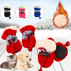 4pcs/set Waterproof Winter Pet Dog Shoes Anti-slip Rain Snow Boots Footwear Thick Warm For Small Cats Puppy Dogs Socks Booties