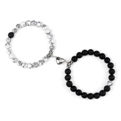 2pcs/set Natural Stone Beads Bracelet for Lovers Heart Magnet Attraction Couple Distance Bracelets Friends Jewelry Gift Bangles