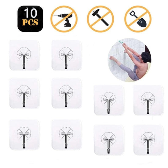 10/20Pcs Transparent Strong Self Adhesive Door Wall Hangers Hooks Suction Heavy Load Rack Cup Sucker for Kitchen Bathroom Office - Wowza