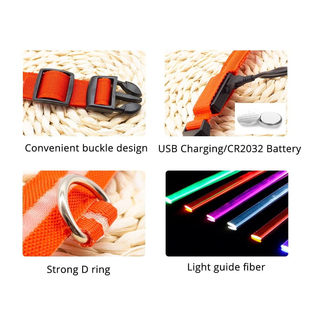 USB Charging/Battery replacement Led Dog Collar Anti-Lost Collar For Dogs Puppies Dog Collars Leads LED Supplies Pet Products - Wowza