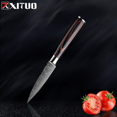 XITUO Chef Bread Eviscerate Sliced Fruit Chinese Japanese Kitchen Knife Sharp Utility santoku Complete Damascus Pattern Cooking - Wowza