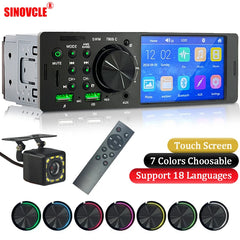 Car Radio Audio 1 din 4.1” Touch Screen Bluetooth Stereo Mp3/Mp5 Player FM Receiver With Colorful Lights Remote Control