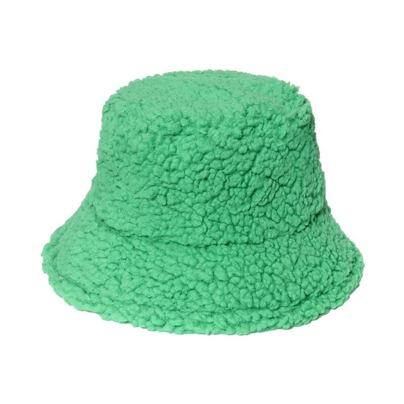 FOXMOTHER Winter Outdoor Vacation Lady Panama Black Solid Thickened Soft Warm Fishing Cap Faux Fur Rabbit Bucket Hat For Women
