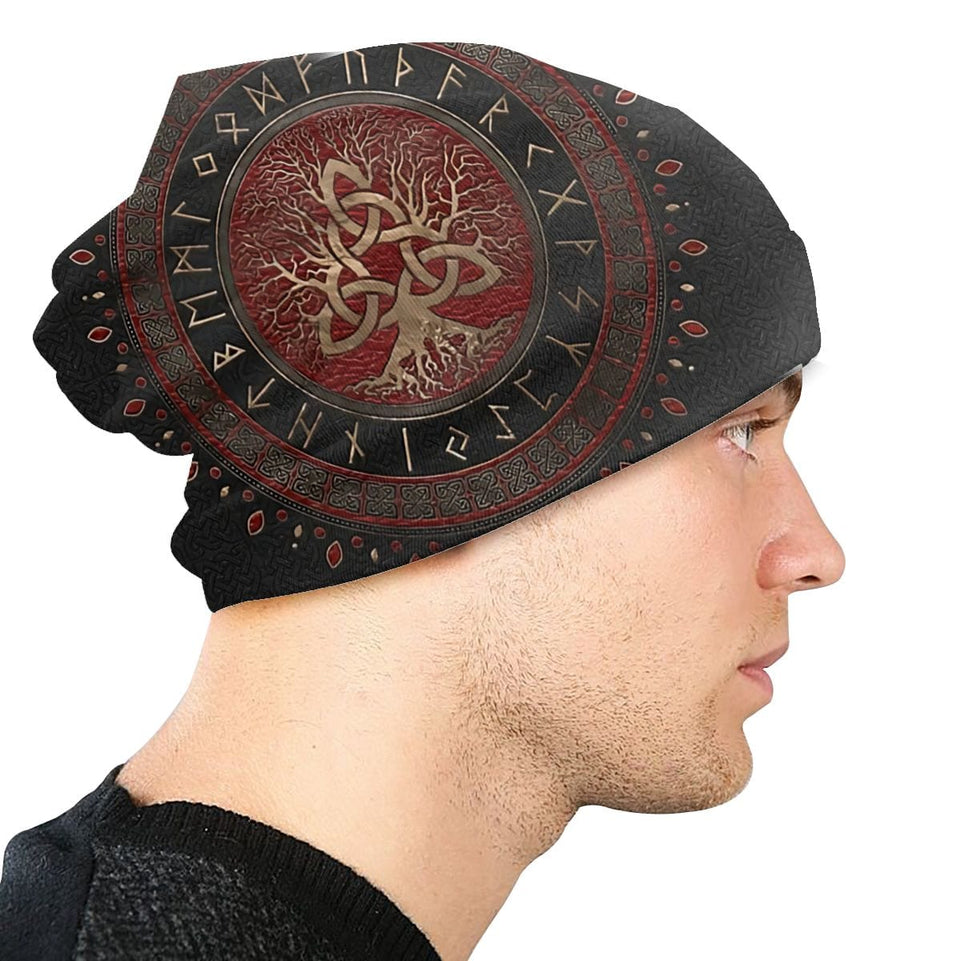 Bonnet Hats Viking Men Women's Thin Hat Tree Of With Triquetra Cap Street Skullies Beanies