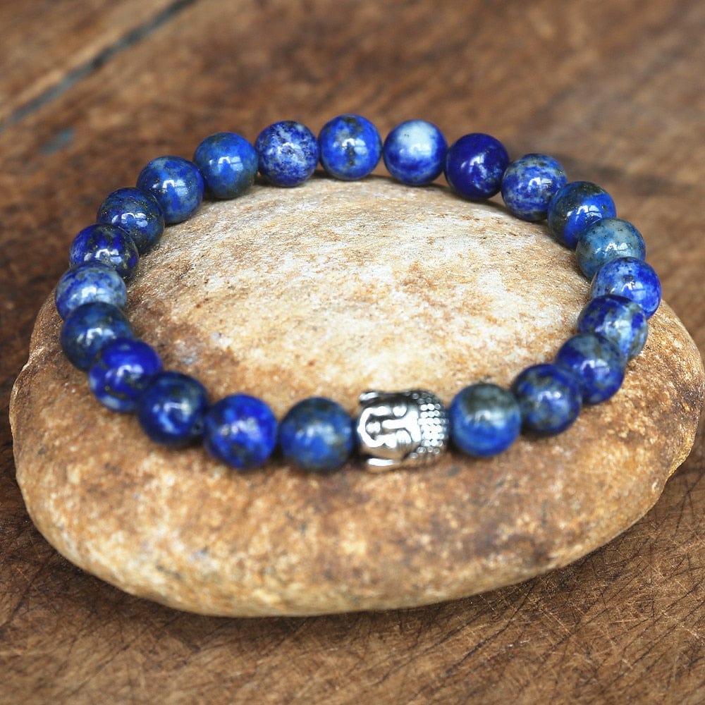 8MM Natural Stone Lapis Luzuli Beaded Antique Buddha Bracelet Fashion Tibetan Buddhism Bracelet Handmade DIYJewelry