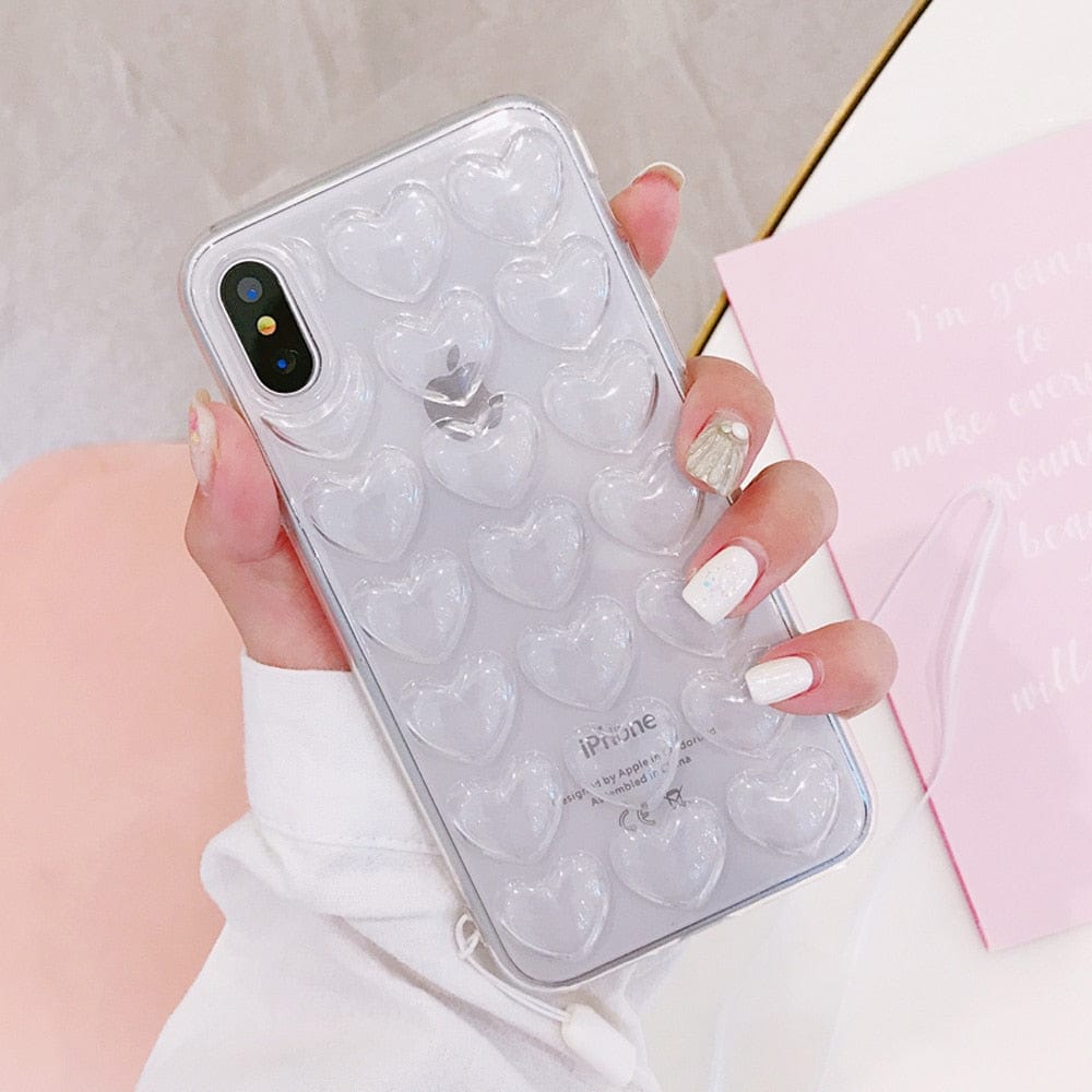 LOVECOM 3D Love Heart Candy Color Phone Case For iPhone 14 Pro 13 12 11 Pro Max XR XS X 7 8 Plus Soft Silicone Back Bumper Cover