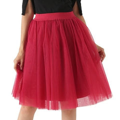 Quality 5 Layers Fashion Tulle Skirt Pleated TUTU Skirts Womens Lolita Petticoat Bridesmaids Midi Skirt Jupe Saias faldas