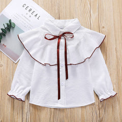 New Spring Summer 2022 Cotton Blouse for Big Girls Striped Clothes Children Long Sleeve School Girl Shirt Kids Tops 2-8 Years