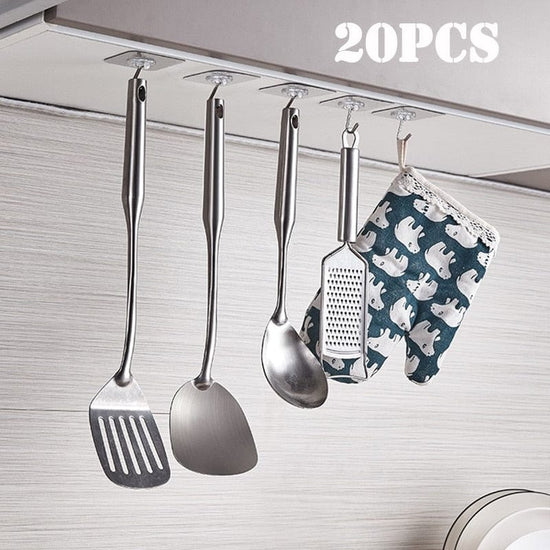 10/20Pcs Transparent Strong Self Adhesive Door Wall Hangers Hooks Suction Heavy Load Rack Cup Sucker for Kitchen Bathroom Office - Wowza