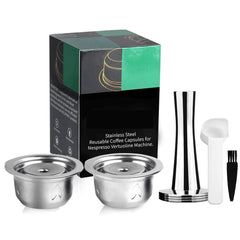 2 IN 1Reusable Vertuo Coffee Capsule Steel Stainless Metal for Nespresso Vertuoline Plus Machine Cream Coffee Filter - Wowza