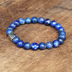 8MM Natural Stone Lapis Luzuli Beaded Antique Buddha Bracelet Fashion Tibetan Buddhism Bracelet Handmade DIYJewelry