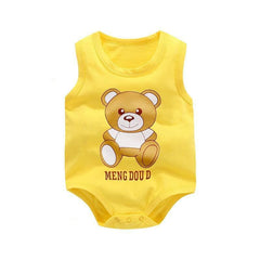 Newborn Baby Boys Girls Cartoon Cotton Bodysuit Infant Baby Bag Fart Sleeveless Vest Jumpsuit Summer Thin Penguin Pajamas Outfit