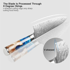 XITUO Kitchen Knives-Set Damascus Steel Chef Knife Cleaver Paring Utility Bread Knife Cooking Tool Blue Resin Handle 1-6Pcs/Set - Wowza