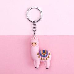 New Qualitied Original cartoon Lamb cute Luck Zodiac Alpaca keychain key ring Simulation Animals Pendant Jewelry Birthday gift