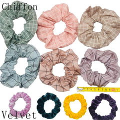 Scrunchies Set Hair Accessories Velvet Chiffon ties band Sequins organza Ponytail Holder Headwear No Crease Leopard Solid  10pcs