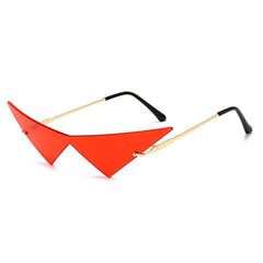 SO&EI Oversized Triangle One Piece Women Sunglasses Vintage Rimless Clear Ocean Lens Eyewear Fashion Men Cat Eye Sun Glasses