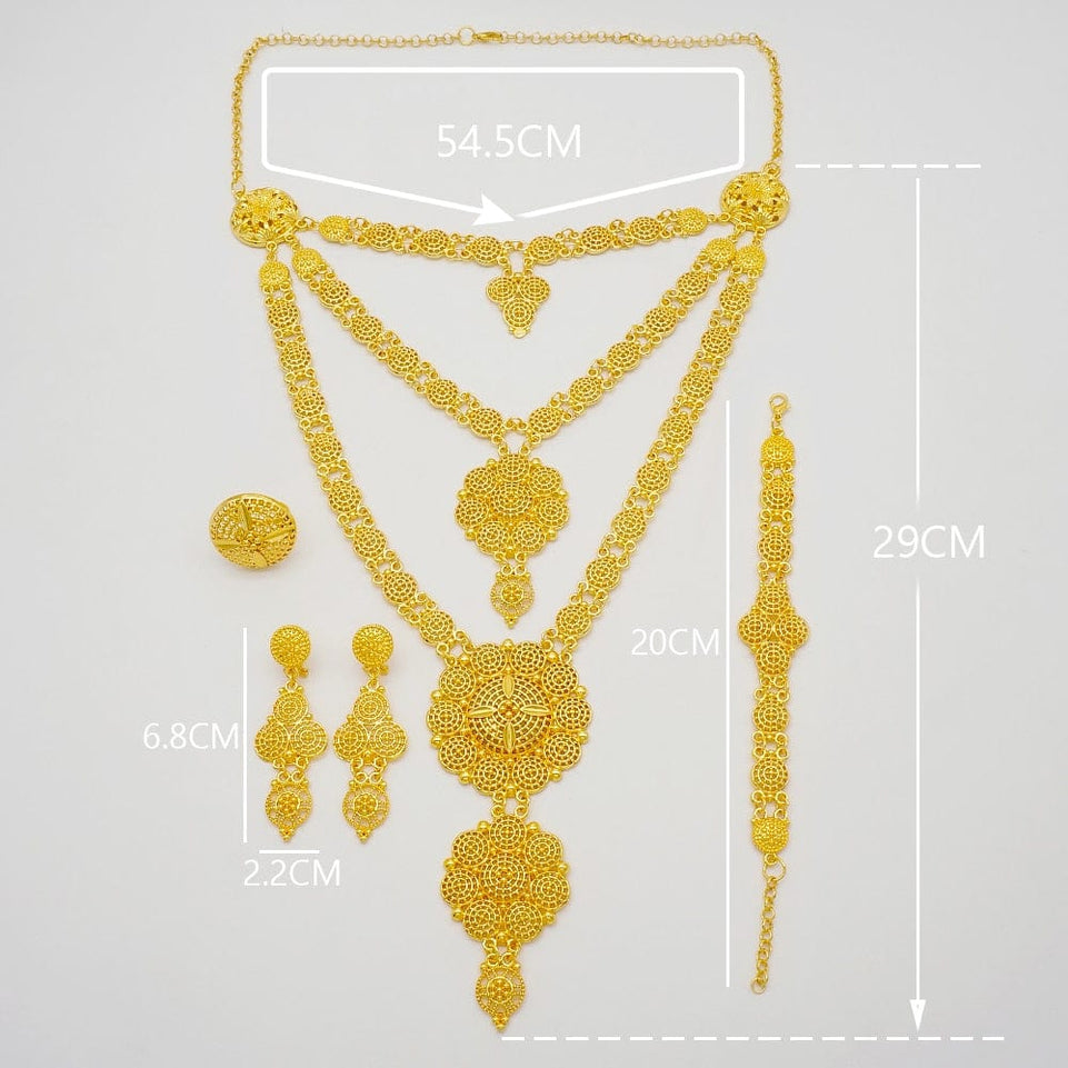 Dubai Jewelry Sets Gold Color Necklace & Earring Set For Women African France Wedding Party Jewelery Ethiopia Bridal Gifts