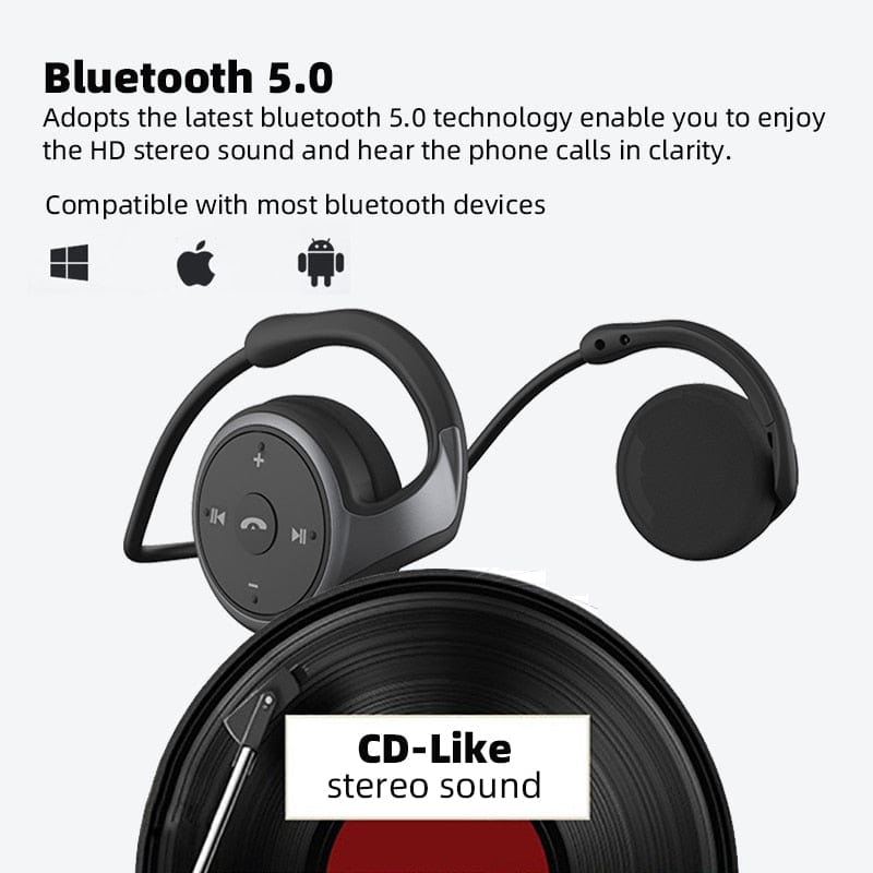 A6 Bluetooth 5.0 Headphones Sports Running Wireless Earphone comfortable 12 hours music Portable Bluetooth Headset with mic case