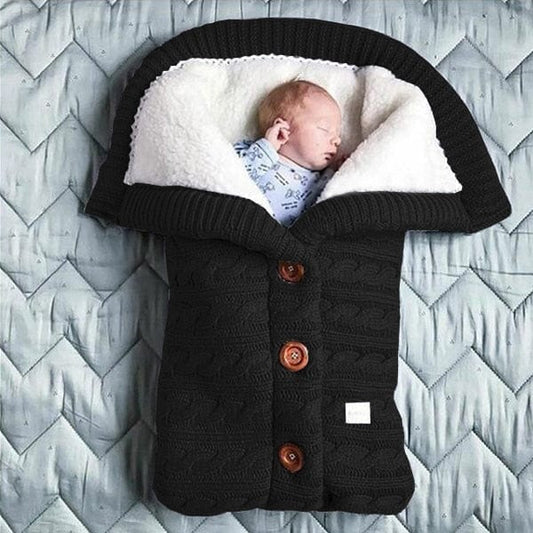 Autumn and Winter Stroller Baby Sleeping Bag Outdoor Button Baby Knitted Sleeping Bag Wool Brushed and Thick Baby's Blanket