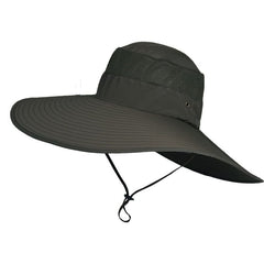 K114Panama Men's Hat Big Brim Bucket Hat Fashionable Outdoor Climbing Fishing Hat Sunscreen Mesh Breathable Cap Summer