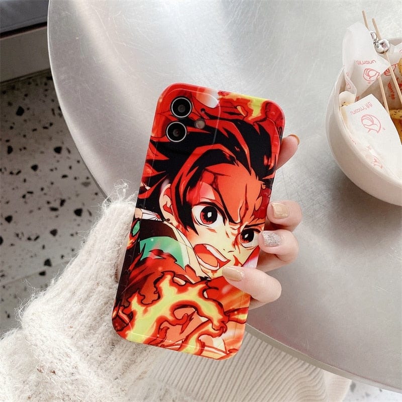 Cute Demon Slayer Case For IPhone 11 12 13 14 Pro X XR XS Max Plus Phone Cases Luxury Anime Kimetsu No Yaiba Soft Cover Coque