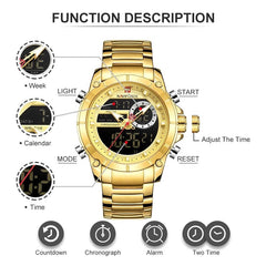 NAVIFORCE Top Luxury Original Sports Wrist Watch For Men Quartz Steel Waterproof Dual Display Military Watches Relogio Masculino