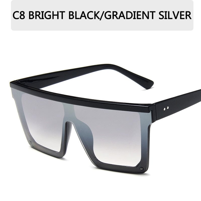 2023 Vintage Male Flat Top Sunglasses Men Brand Black Square Shades UV400 Gradient Sun Glasses For Women Cool One Piece Designer