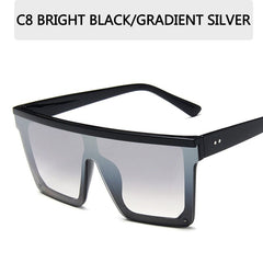 2025 Vintage Male Flat Top Sunglasses Men Brand Black Square Shades UV400 Gradient Sun Glasses For Women Cool One Piece Designer