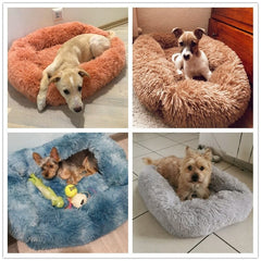 Square Dog Beds Long Plush Solid Color Pet Beds Cat Mat For Little Medium Large Pets Super Soft Winter Warm Sleeping Mats