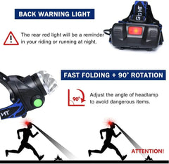 LED Headlamp 18650 DC Rechargeable Headlight Zoomable Head Lamp Waterproof Head Light High Lumens Head Flashlight