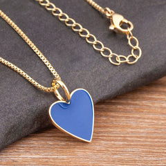 Romantic Heart Couple Necklace 5 Colors Simple Valentine's Day Sweater Chain Best Friend Lovers Wedding Party Gift Jewelry