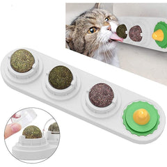 Pet Cat Catnip Wall Ball Cat Toy Catnip Balls Snack Healthy Rotatable Treats Toy Kitten Playing Chewing Cleaning Teeth Toys Food - Wowza