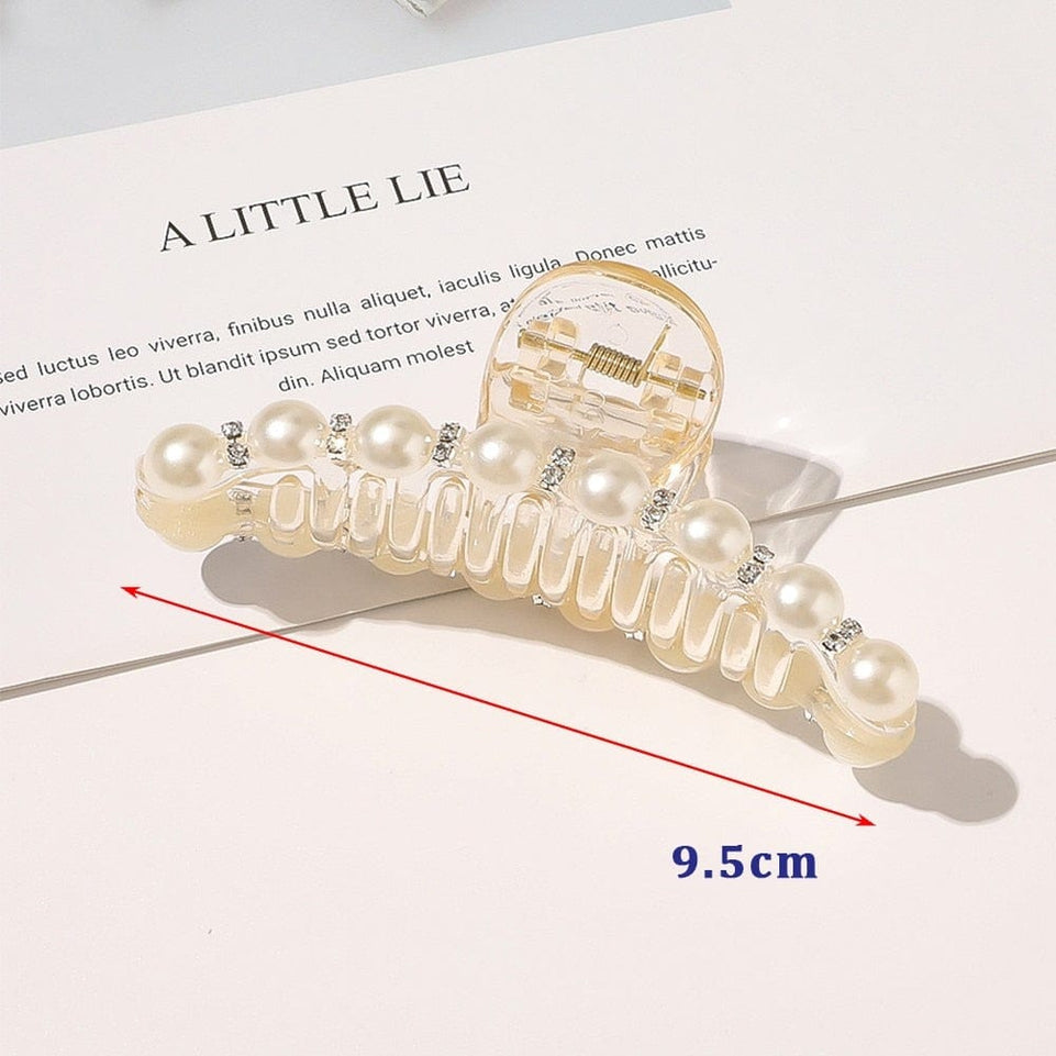 Korean Acrylic Hair Claws Pearl Claw Clips For Woman Large Size Barrette Crab  For Girl Shark Clip Fashion Hair Accessories