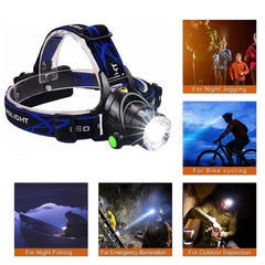 LED Headlamp 18650 DC Rechargeable Headlight Zoomable Head Lamp Waterproof Head Light High Lumens Head Flashlight