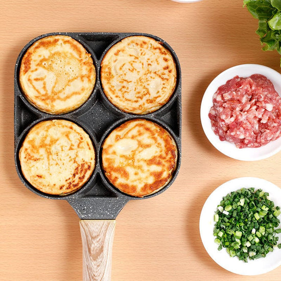 Four-hole Frying Pot Pan Thickened Omelet Pan Non-stick Egg Pancake Steak Pan Cooking Egg Ham Pans Breakfast Maker Cookware - Wowza