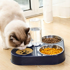 500ML Dog Bowl Cat Feeder Bowl With Dog Water Bottle Automatic Drinking Pet Bowl Cat Food Bowl Pet Stainless Steel Double 3 Bowl