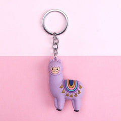 New Qualitied Original cartoon Lamb cute Luck Zodiac Alpaca keychain key ring Simulation Animals Pendant Jewelry Birthday gift