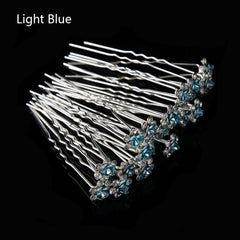 50/20 pcs/pack Women Flowers Hairpin Stick Wedding Bridal Crystal Flowers Hairpin U Shaped Hair Clip Hair Accessories