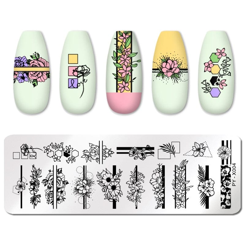 PICT YOU 12*6cm Nail Art Templates Stamping Plate Design Flower Animal Glass Temperature Lace Stamp Templates Plates Image