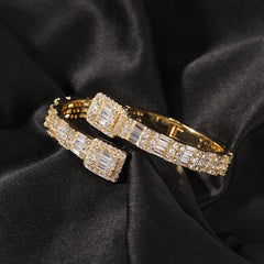 THE BLING KING CZ Custom Opened Square Zircon Baguette Iced Out Adjustable Bracelet  For Men Luxury