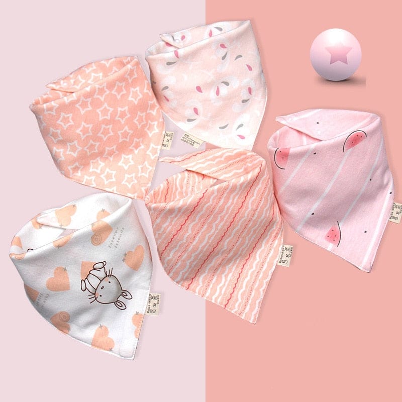 5Pcs/Set Baby Bibs Triangle Double Cotton Bandana Bibs Baby Boys Girls Babador Feeding Smock Infant Burp Cloth Baby Saliva Towel