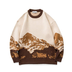 LAPPSTER-Youth Men Harajuku Moutain Winter Sweaters 2023 Pullover Mens Oversized Korean Fashions Sweater Women Vintage Clothes