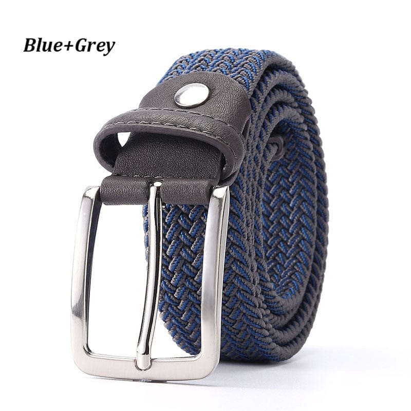 Belt Elastic For Men Leather Top Tip Male Military Tactical Strap Canvas Stretch Braided Waist Belts 1-3/8" Wide